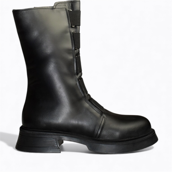 Garinde Women's Black Leather Ankle Boots