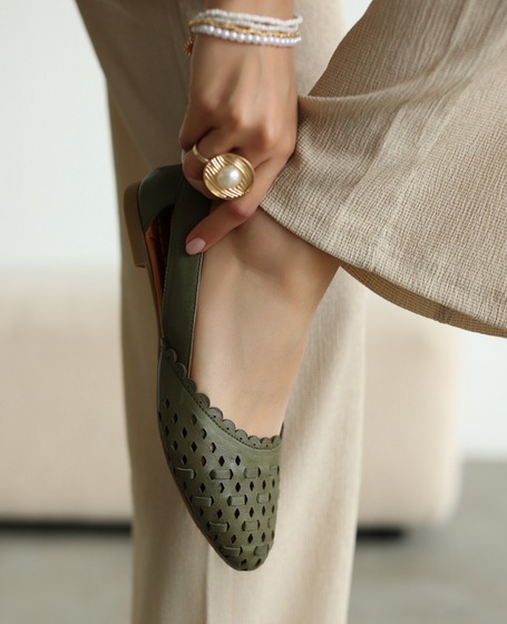 Monsera Women's Olive Leather Sandals