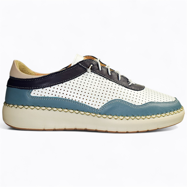 Selmira Women's Blue Leather Low-Cut Shoes