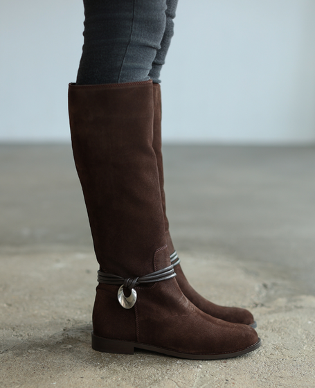 Nerovia Women's Leather Chocolate-Brown Knee-High Boots