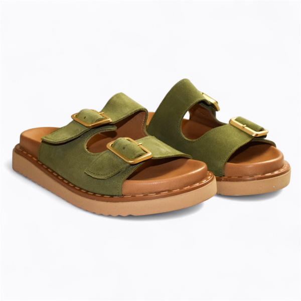 BELSINA WOMEN'S OLIVE-COLORED FLIP-FLOPS