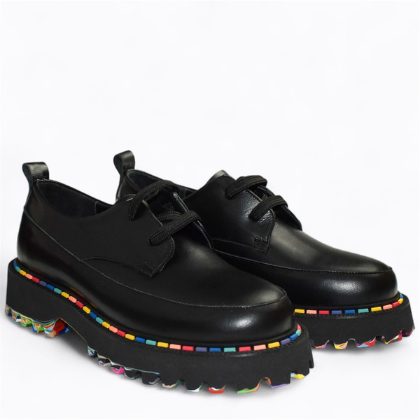 Olimira Women's Black Leather Low-Top Shoes