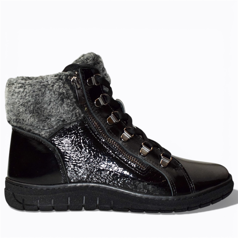Skórzane czarne śniegowce damskie Olirita