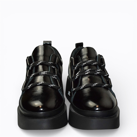 SKÓRZANE CZARNE PÓŁBUTY DAMSKIE LESMARI