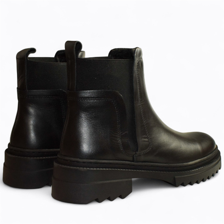 SKÓRZANE CZARNE BOTKI DAMSKIE INORITH