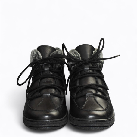 Renalia Women's Black Leather Snow Boots