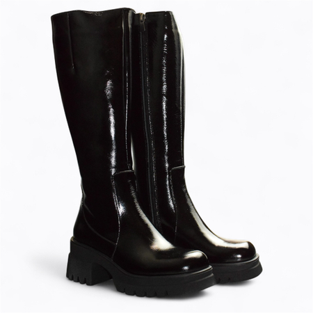 SKÓRZANE CZARNE KOZAKI DAMSKIE BEMIRIA