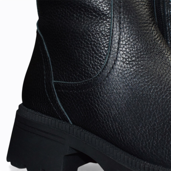 Euridia Women's Black Leather Knee-High Boots