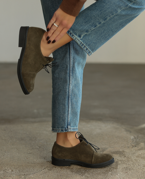 Tunelia Women's Khaki Leather Low-Cut Shoes