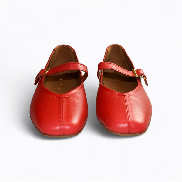 Olivina Women's Red Leather Low-Cut Shoes