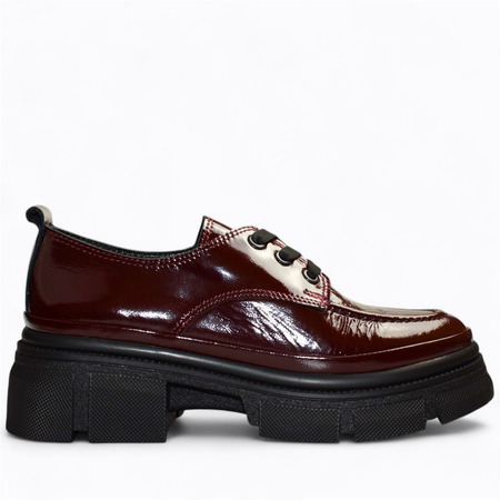 SKÓRZANE BORDOWE PÓŁBUTY DAMSKIE LANDERI