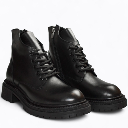 Skórzane czarne botki damskie Fantina