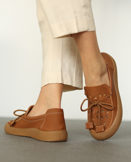 Ulviera Women's Red Leather Low-Cut Shoes