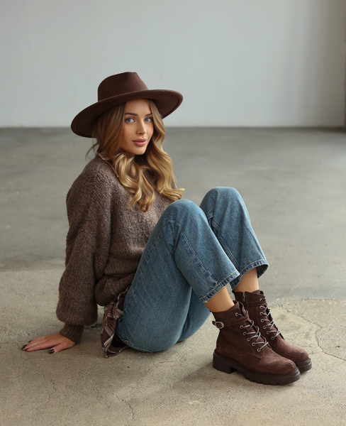 Fenolin Women's Leather Chocolate-Brown Boots