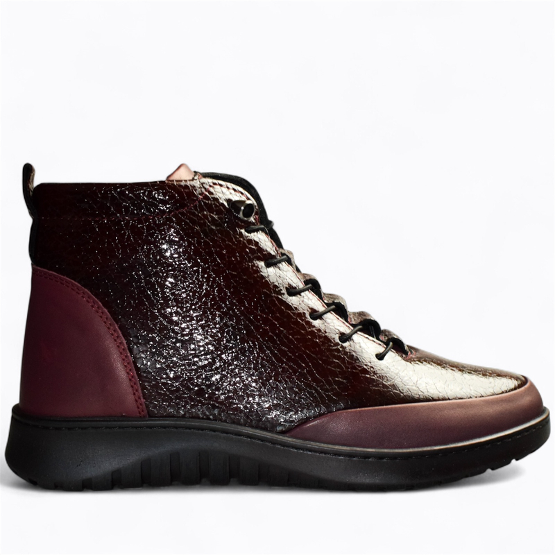 Skórzane bordowe trzewiki damskie Aristea