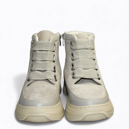 SKÓRZANE BEŻOWE TRZEWIKI DAMSKIE OLVARIA