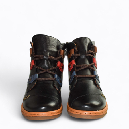 Skórzane czarne trzewiki damskie Norilen