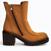 Skórzane rude botki damskie Miliori