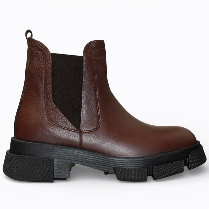 Skórzane brązowe sztyblety damskie Teryssa