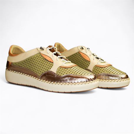 Rinelei Women's Green Leather Low-Cut Shoes