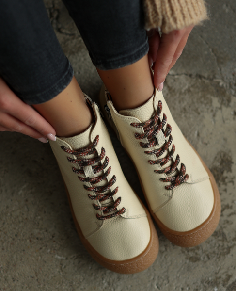 Lavelle Women's Ecru Leather Boots