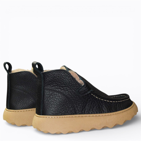 Deliris Women's Black Leather Ankle Boots