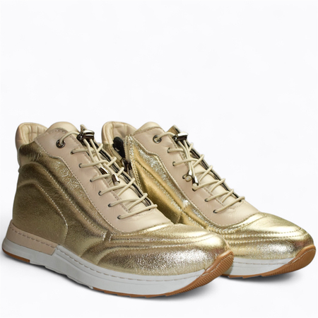 SKÓRZANE ZŁOTE SNEAKERSY DAMSKIE MELIONE