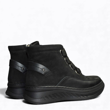 SKÓRZANE CZARNE TRZEWIKI DAMSKIE OLVARIA