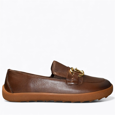 Skórzane brązowe półbuty damskie barefoot Jasirea