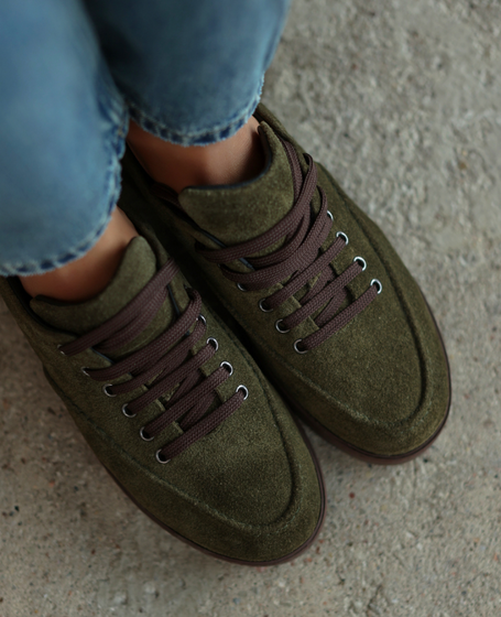 Marenza Women's Olive-Colored Leather Loafers