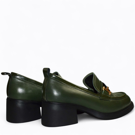 SKÓRZANE ZIELONE PÓŁBUTY DAMSKIE IRENICA