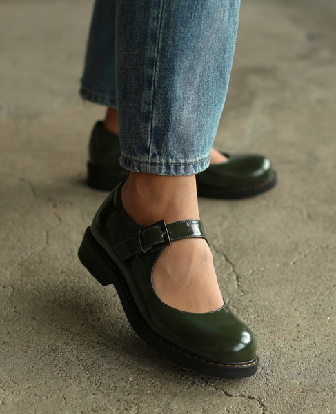 Delfina Women's Green Leather Low-Cut Shoes