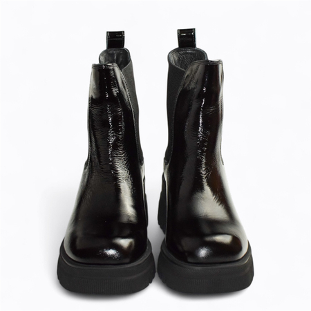 Skórzane czarne botki damskie Zarelin