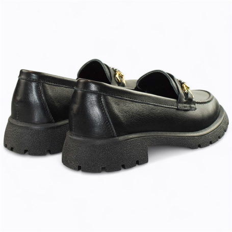 Medrena Women's Black Leather Low-Cut Shoes
