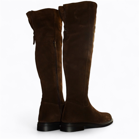 SKÓRZANE BRĄZOWE KOZAKI DAMSKIE LUREMIA