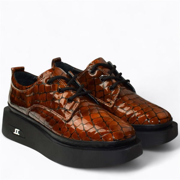 Noverin Women's Red Leather Low-Cut Shoes