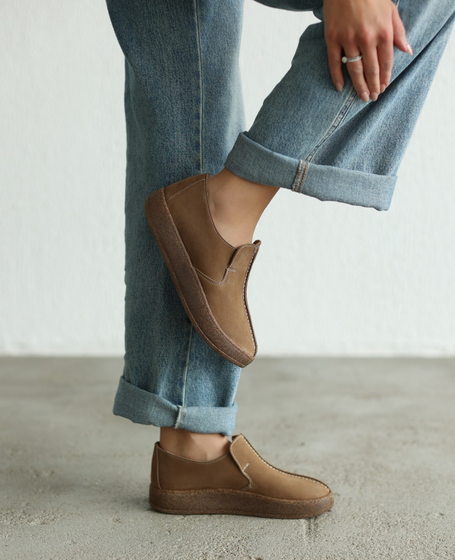 Teremis Beige Leather Women's Low-Cut Shoes