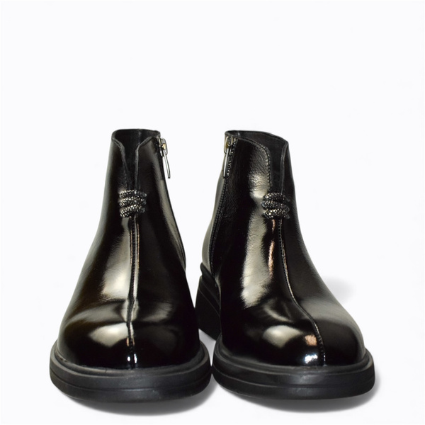 Renissa Women's Black Leather Ankle Boots