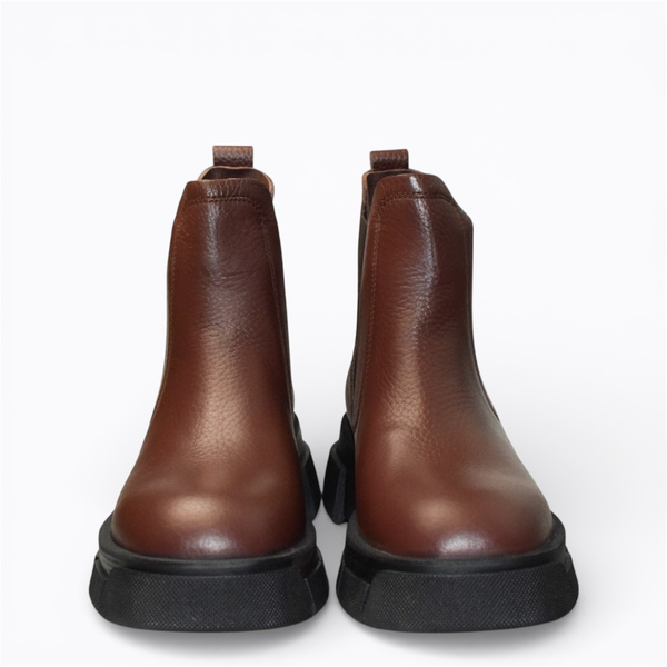 Teryssa Women's Brown Leather Ankle Boots