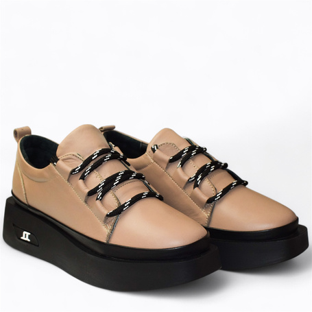 Lesmari Women's Gray Leather Low-Top Shoes