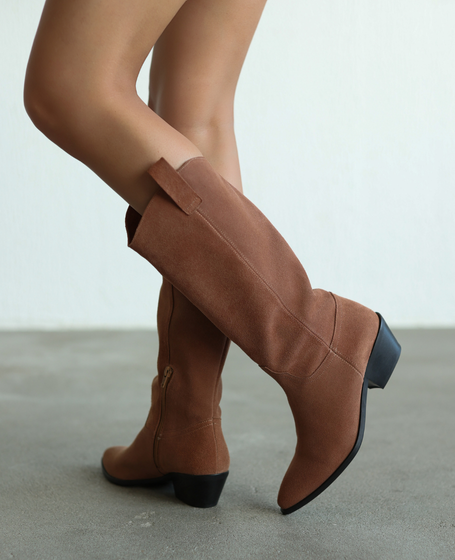 Orlandi Women's Mocca Leather Cowboy Boots