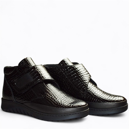 SKÓRZANE CZARNE BOTKI DAMSKIE GALESSA