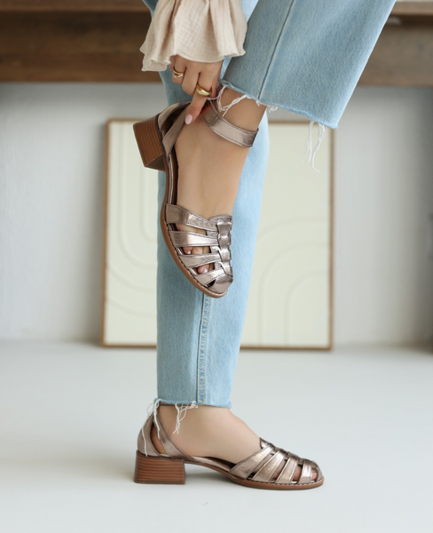 Ivelina Women's Leather Copper Sandals