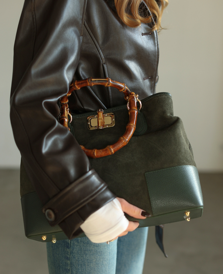 Esvaldi Butelkowy – Large Women's Suede Handbag