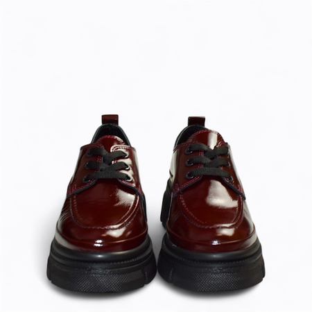 Skórzane bordowe półbuty damskie Landeri