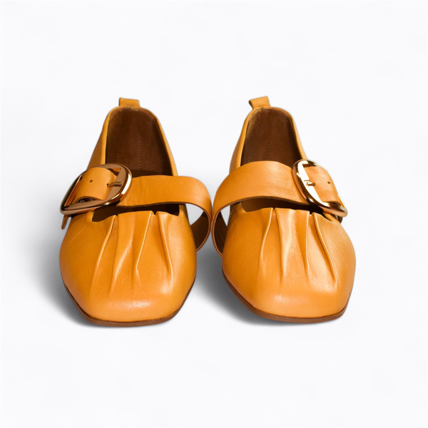Vanlise Women's Mustard-Colored Leather Low-Top Shoes