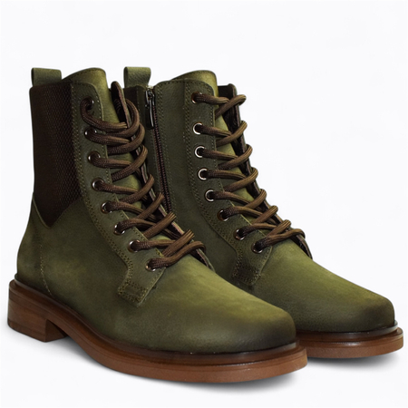 Skórzane zielone trzewiki damskie Elandra