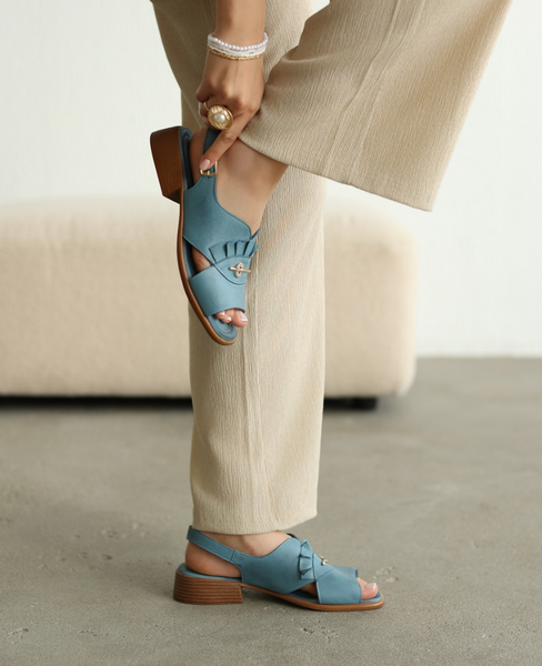 Brimeli Women's Leather Denim Sandals