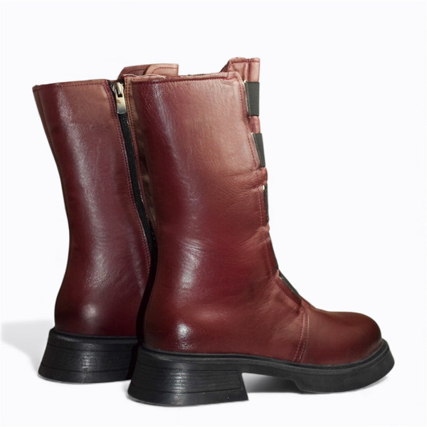 Garinde Women's Burgundy Leather Ankle Boots