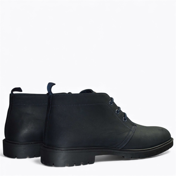 EMILSON MEN'S NAVY BLUE LEATHER BOOTS